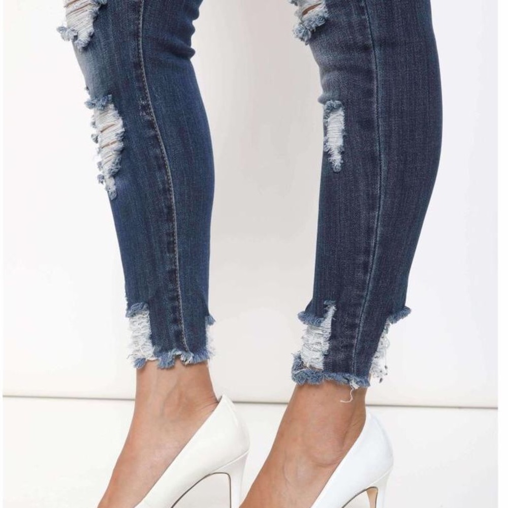 ⚡️5⭐️ANKLE SKINNY DISTRESSED RIPPED ⚡️- Jeans - Picture 4 of 4